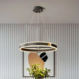 Black Circular Led Chandelier Light - Simplicity Acrylic Pendant Ideal For Dining Table Suspension