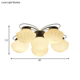 Black Classic Semi Flush Light With White Glass Bowl For Corridor - 3/4/6 Lights Ceiling Lighting