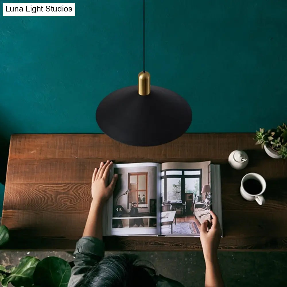 Black Cone-Shaped Retro Pendant Light - Metal Hanging Fixture