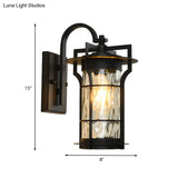 Black Country Wall Sconce With Clear Water Glass And 1 Bulb For Corner Mounting