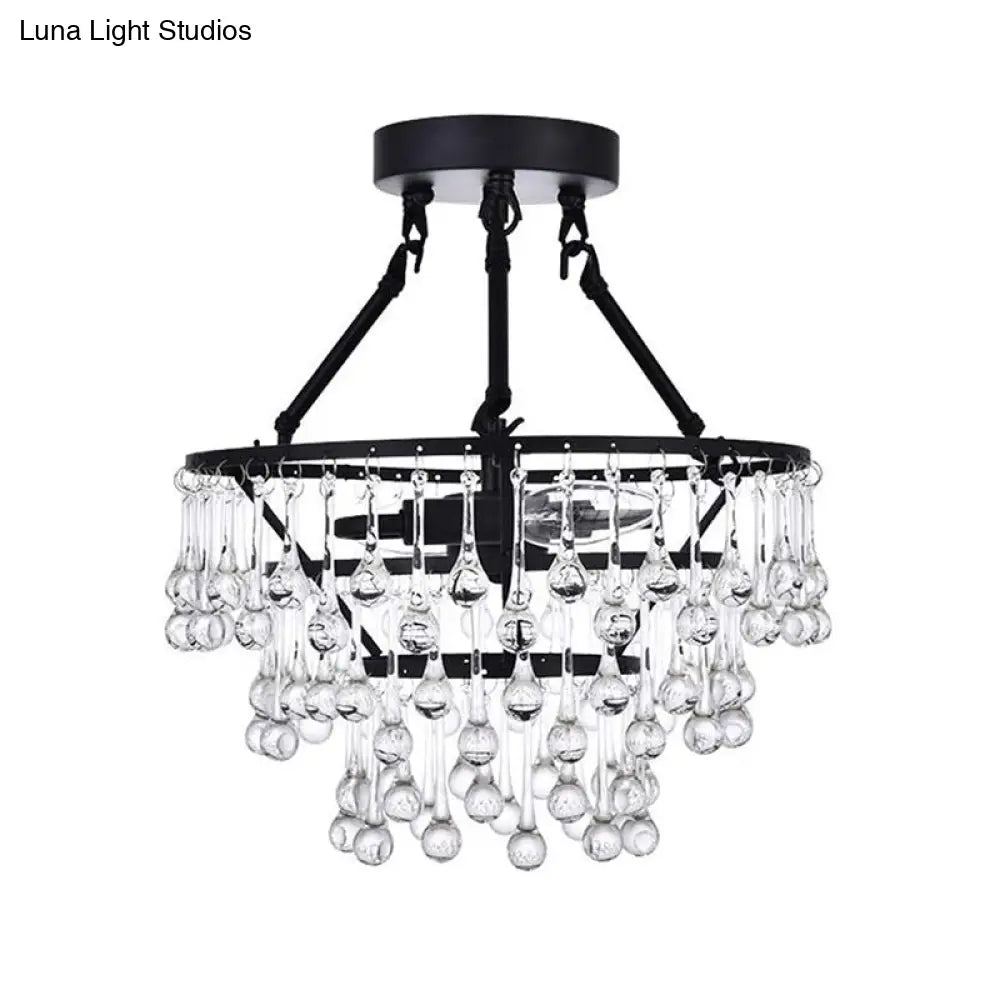 Black Crystal 2 - Light Semi Flush Chandelier With Contemporary Design