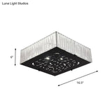 Black Crystal Block Ceiling Mounted Fixture - Simple & Elegant Flush Lighting For Bedroom