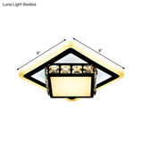 Black Crystal Block Led Flush Mount Ceiling Light For Doorway - Round/Square Simplicity