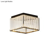 Black Crystal Flush Mount Ceiling Light - Modern Rectangular Design