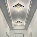 Black Crystal Square Led Flush Mount Ceiling Light For Foyer / 5.5’ White