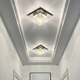 Black Crystal Square Led Flush Mount Ceiling Light For Foyer / 5.5’ White