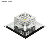 Black Crystal Square Led Flush Mount Ceiling Light For Foyer