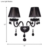 Black Crystal Wall Sconce With Elegant Candle-Style Arm