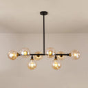 Black Dimpled Glass Ball Pendant Light For Modern Dining Room Island 8 / Amber