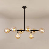 Black Dimpled Glass Ball Pendant Light For Modern Dining Room Island 8 / Amber