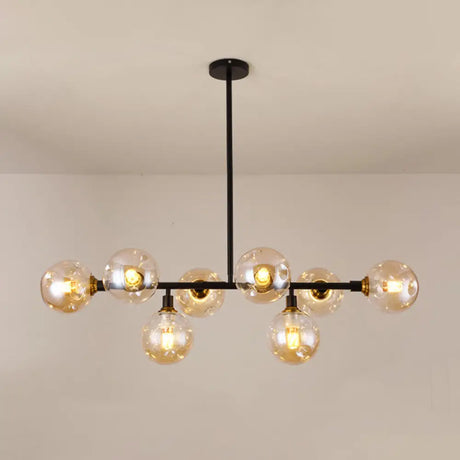 Black Dimpled Glass Ball Pendant Light For Modern Dining Room Island 8 / Amber