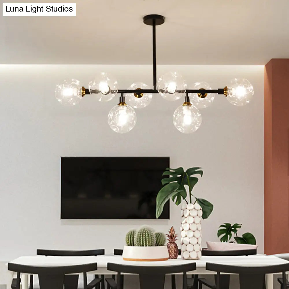 Black Dimpled Glass Ball Pendant Light For Modern Dining Room Island