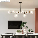 Black Dimpled Glass Ball Pendant Light For Modern Dining Room Island