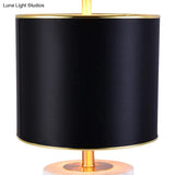 Black Drum Shaped Bedroom Reading Light - 1-Light Fabric Task Lighting Traditional Style