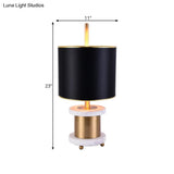 Black Drum Shaped Bedroom Reading Light - 1-Light Fabric Task Lighting Traditional Style