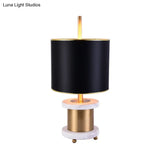 Black Drum Shaped Bedroom Reading Light - 1-Light Fabric Task Lighting Traditional Style