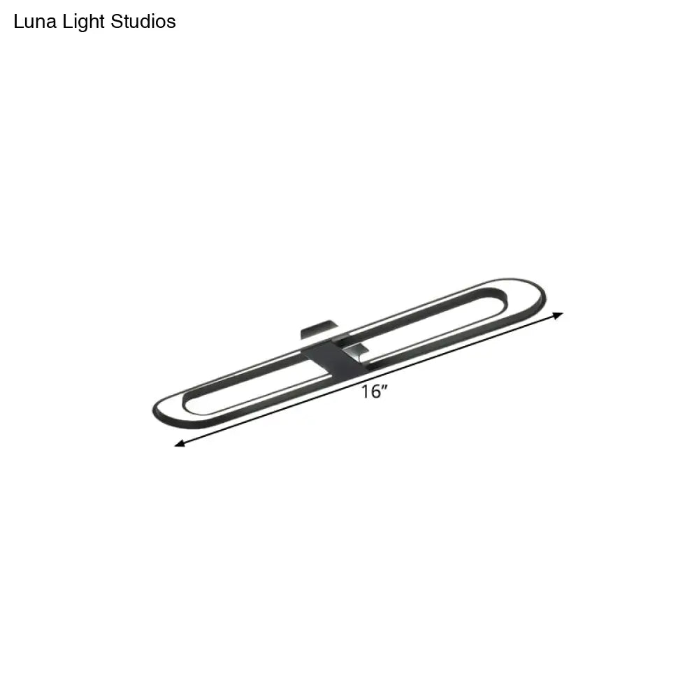 Black Dual Rectangle Led Flush Ceiling Light Modern Metallic Mount Fixture 16’/23.5’/31.5’