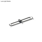 Black Dual Rectangle Led Flush Ceiling Light Modern Metallic Mount Fixture 16’/23.5’/31.5’