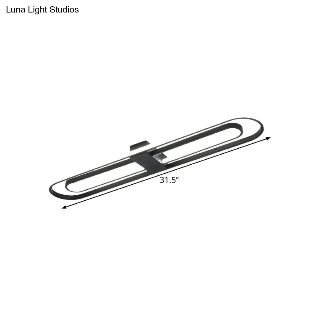 Black Dual Rectangle Led Flush Ceiling Light Modern Metallic Mount Fixture 16’/23.5’/31.5’