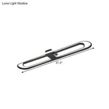 Black Dual Rectangle Led Flush Ceiling Light Modern Metallic Mount Fixture 16’/23.5’/31.5’