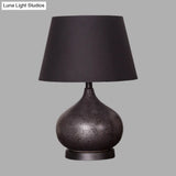 Black Fabric Tapered Drum Task Table Lamp - Modern Design 1 Bulb For Night Lighting