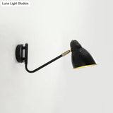 Black Farmhouse Wall Lamp With Angled Arm And Dome Shade - 1 Light Sconce