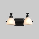Black Finish Vanity Lamp - Countryside Opal Frosted Glass Bell Wall Sconce For Bathroom Lighting 2 /