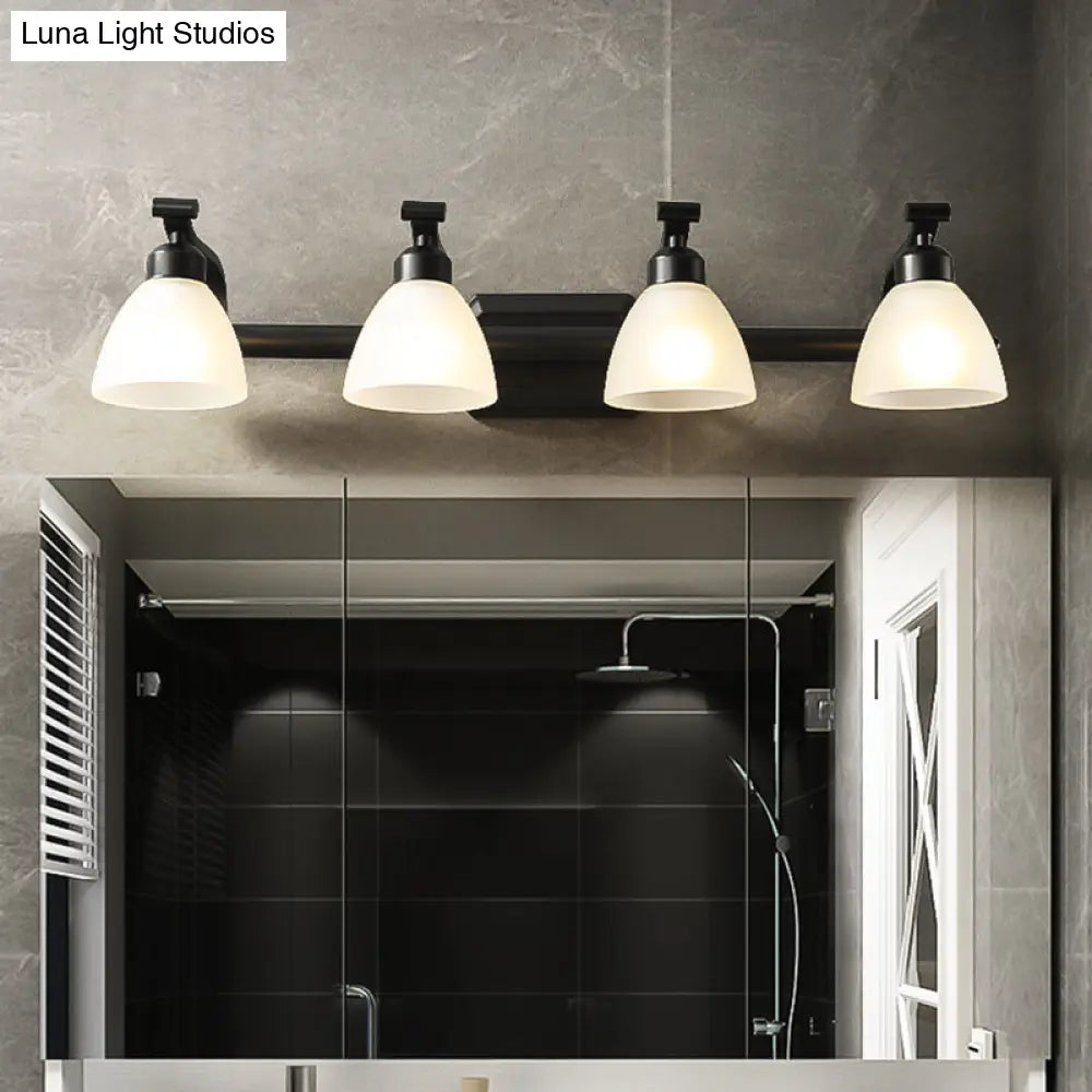 Black Finish Vanity Lamp - Countryside Opal Frosted Glass Bell Wall Sconce For Bathroom Lighting