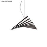 Black Fish-Bone Pendant Light - Nordic Led Metal Island Fixture