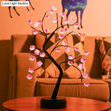 Black Floral Battery Table Lamp: Modern Led Nightstand Lighting For Bedroom