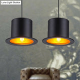 Black Gentleman Hat Style Hanging Lamp - Metal Ceiling Light For Dining Room