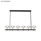Black Glass Island Pendant Light With 4/6 Clear Mushroom Shades - Ideal For Restaurants