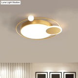 Black/Gold Led Ceiling Light Fixture For Bedroom In Warm/White - Round Flush Mount Acrylic