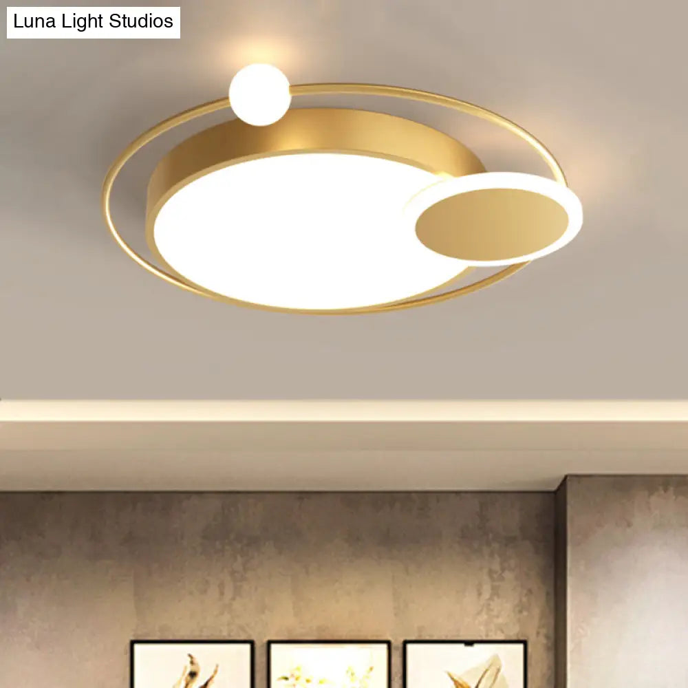 Black/Gold Led Ceiling Light Fixture For Bedroom In Warm/White - Round Flush Mount Acrylic