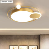 Black/Gold Led Ceiling Light Fixture For Bedroom In Warm/White - Round Flush Mount Acrylic