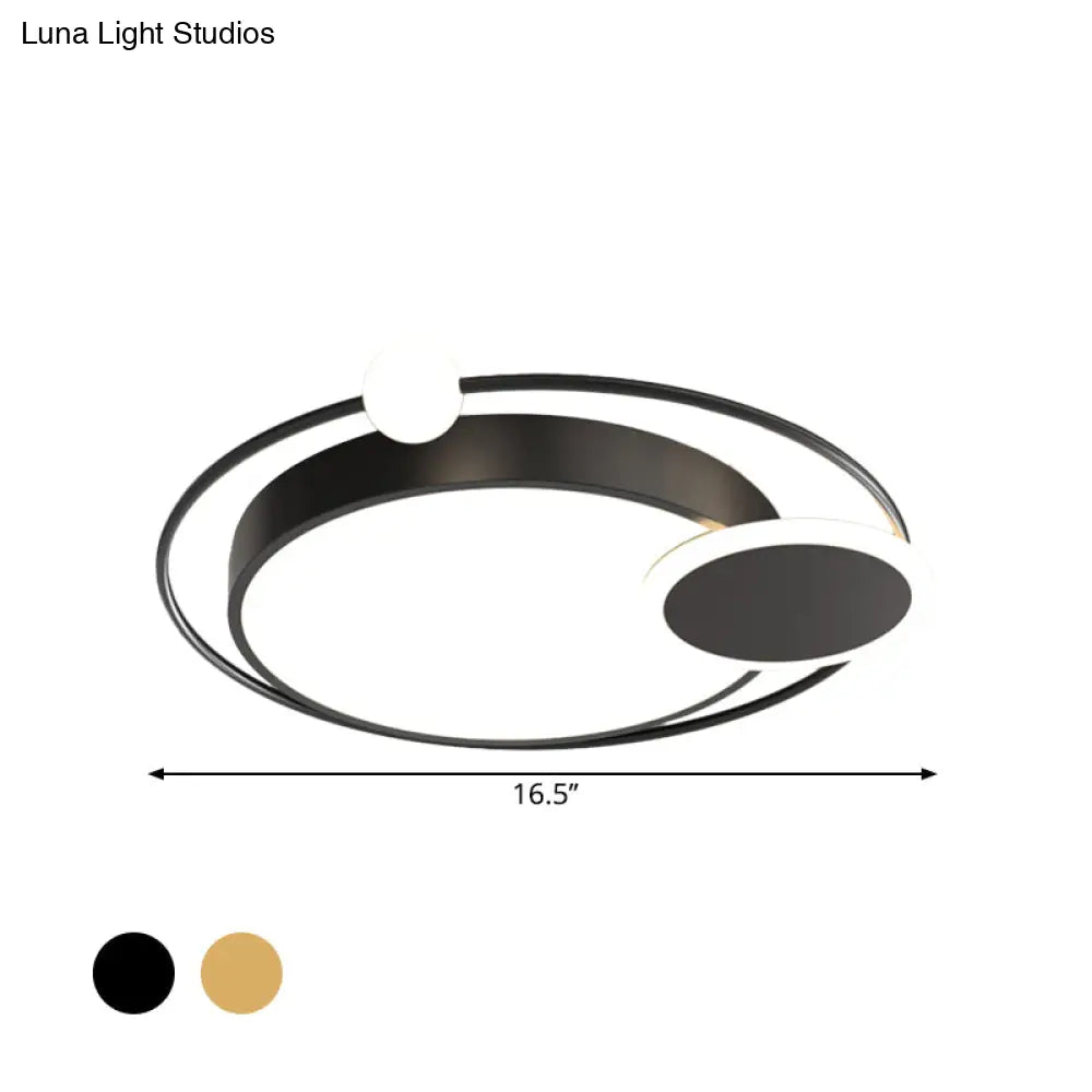 Black/Gold Led Ceiling Light Fixture For Bedroom In Warm/White - Round Flush Mount Acrylic