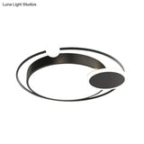 Black/Gold Led Ceiling Light Fixture For Bedroom In Warm/White - Round Flush Mount Acrylic