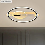Black/Gold Led Semi - Flush Mount Acrylic Ceiling Lamp In Warm/White Light 16.5’/20.5’ Width