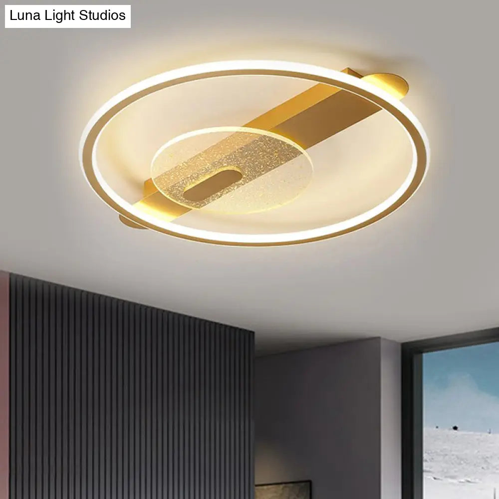 Black/Gold Led Semi - Flush Mount Acrylic Ceiling Lamp In Warm/White Light 16.5’/20.5’ Width