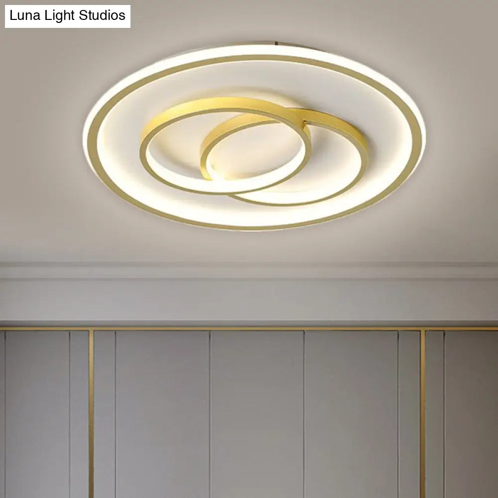 Black/Gold Metallic Crossed Ring Led Ceiling Light - Warm/White 16.5’/20.5’ W