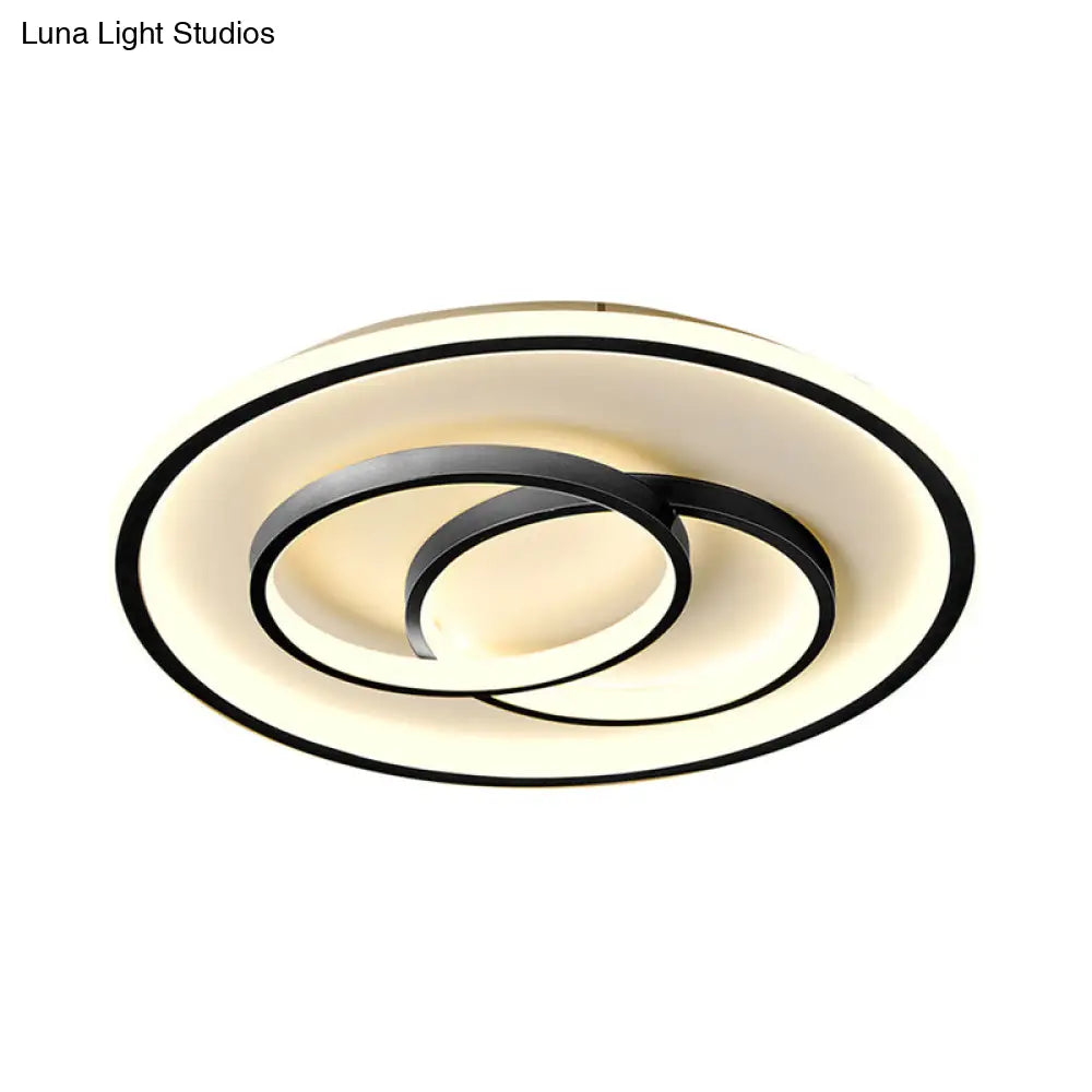 Black/Gold Metallic Crossed Ring Led Ceiling Light - Warm/White 16.5’/20.5’ W