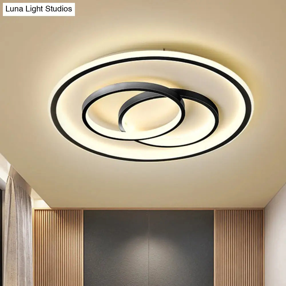 Black/Gold Metallic Crossed Ring Led Ceiling Light - Warm/White 16.5’/20.5’ W