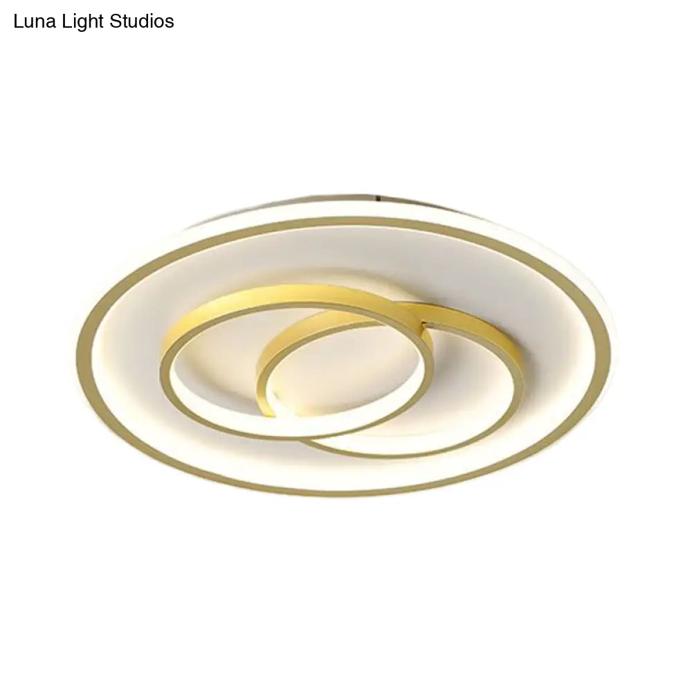 Black/Gold Metallic Crossed Ring Led Ceiling Light - Warm/White 16.5’/20.5’ W