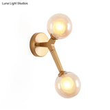 Black/Gold Nordic Bubble Wall Sconce Lamp With Clear Glass - 2 Lights Bedroom Lighting