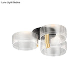 Black - Gold Round Semi Flush Ceiling Mount Light Fixture - Simple And Elegant With 2/3/5 Lights
