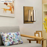 Black/Gold Sconce Lamp With Clear Glass Shade - Ideal For Living Room Wall Lighting