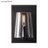 Black/Gold Sconce Lamp With Clear Glass Shade - Ideal For Living Room Wall Lighting