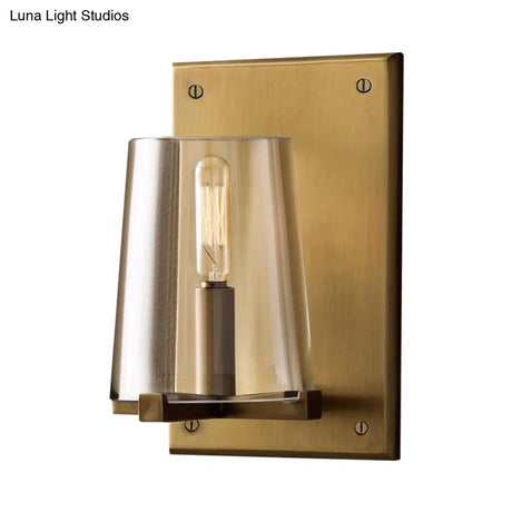 Black/Gold Sconce Lamp With Clear Glass Shade - Ideal For Living Room Wall Lighting