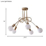 Black/Gold Twisted Industrial Semi Flush Mount Kitchen Ceiling Light With Open Bulb - 3/5/6-Light