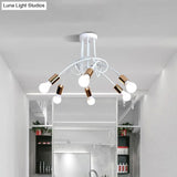 Black/Gold Twisted Industrial Semi Flush Mount Kitchen Ceiling Light With Open Bulb - 3/5/6-Light